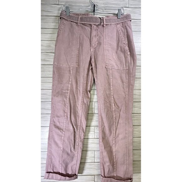 Anthropologie The Wanderer  Utility Cargo Pants Pockets Stretch Pale Pink SZ 27‎ - Picture 1 of 10